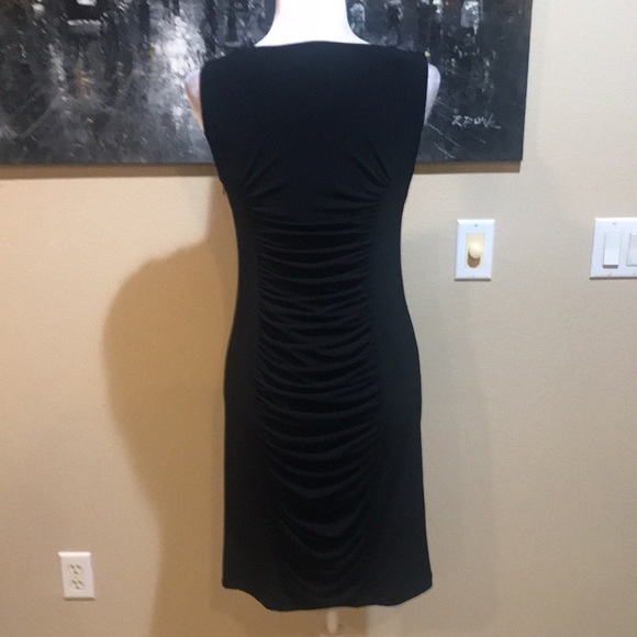 Calvin Klein Black Draped Pleats Front and Back Sheath Dress - No Size Tag - Picture 9 of 14